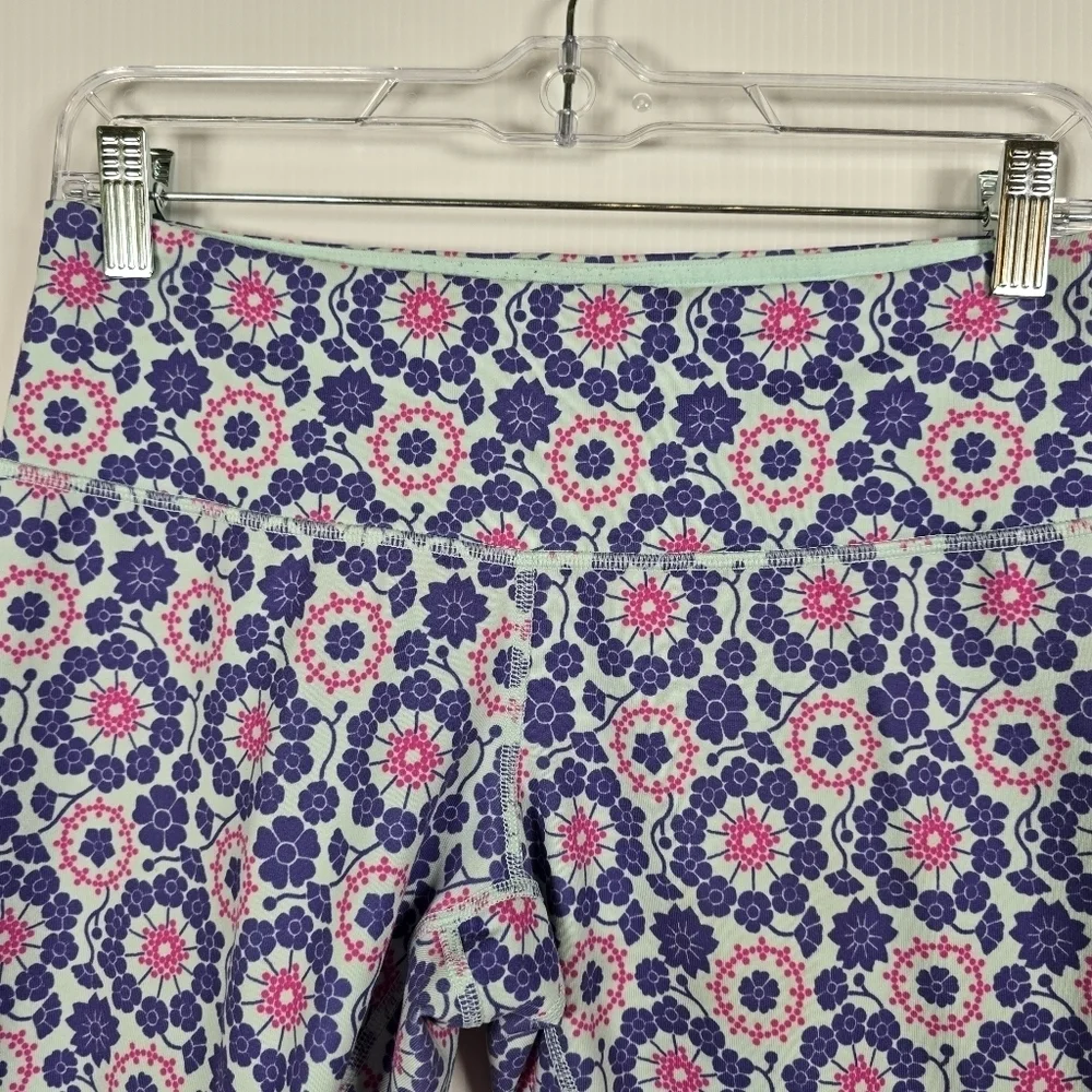 Lululemon Wunder Under Cropped Twiggy Printed Power Purple/Aquamarine Size 8